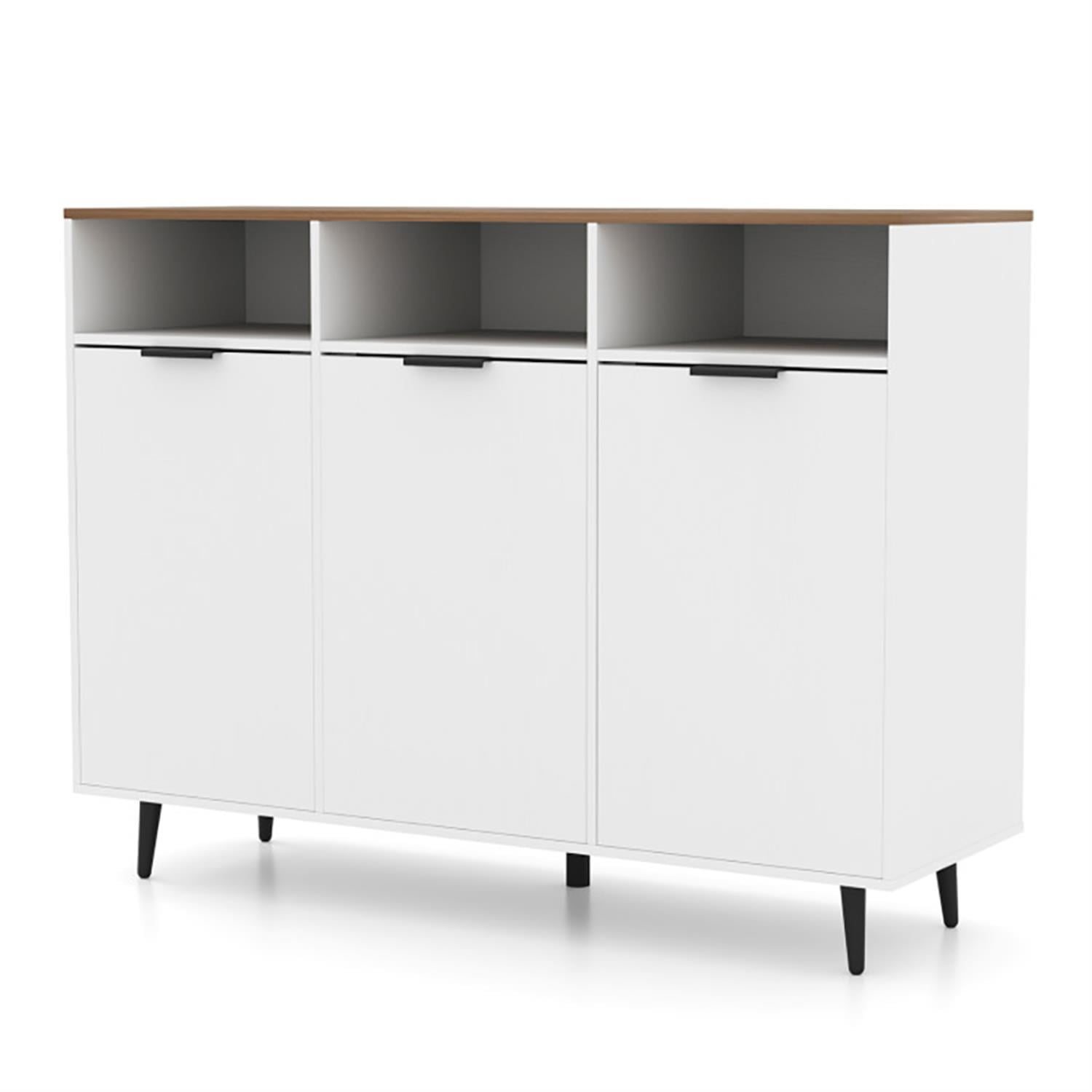 Demi Bonn 47" Sideboard Buffet Cabinet with 5-Position Adjustable Shelves, Kitchen Storage Cabinet, Wood Coffee Bar Buffet Table for Dining Room, White