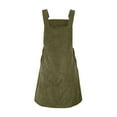 thumbnail image 7 of Fartey Women's Corduroy Overall Bib Dress with Pockets Summer Solid Color Sleeveless Jumpsuit Casual Loose Pinafore Suspender Mini Dresses Green S-XL, 7 of 7