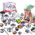 thumbnail image 3 of 25Pc Kitchen Cooking Utensils Pots Pans Accessories Kids Play Children Toys, 3 of 9
