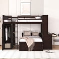 thumbnail image 4 of Full Size Loft Bed with a Stand-alone bed, Solid Wood Loft Bed Frame with Desk, Wardrobe, Storage Drawers and Shelves, L-Shaped Bunk Bed Full Size for Kids Teens Bedroom, Espresso, 4 of 8