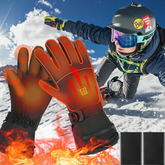 Rechargeable Heating Gloves for Winter, Electric Warm Gloves with Touchscreen for Skiing, Fishing, Cycling, and Outdoor Work in Extreme Cold
