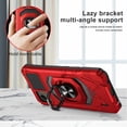thumbnail image 3 of Compatible for Nokia C110 Case w/Tempered Glass Screen Protector [Military Grade] Ring Car Mount Kickstand Shockproof Hard Phone Case - Red, 3 of 7