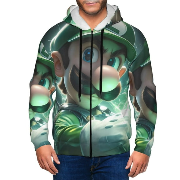 Saiise Mario As Mens Zip Up Hoodie Long Sleeve Full-zip Hooded Sweatshirt Pullover With Kangaroo Pocket S-3XL