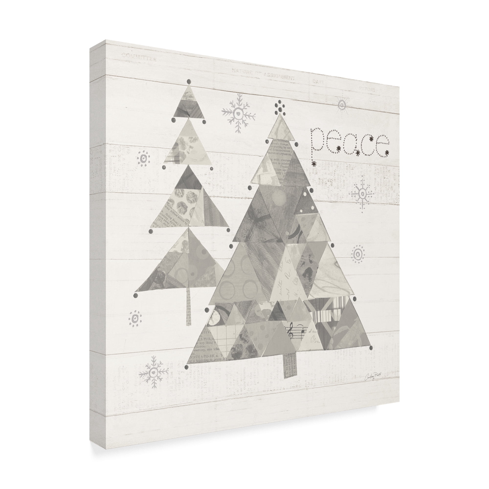 Trademark Fine Art 'Christmas Patchwork IV Neutral' Canvas Art by Courtney Prahl