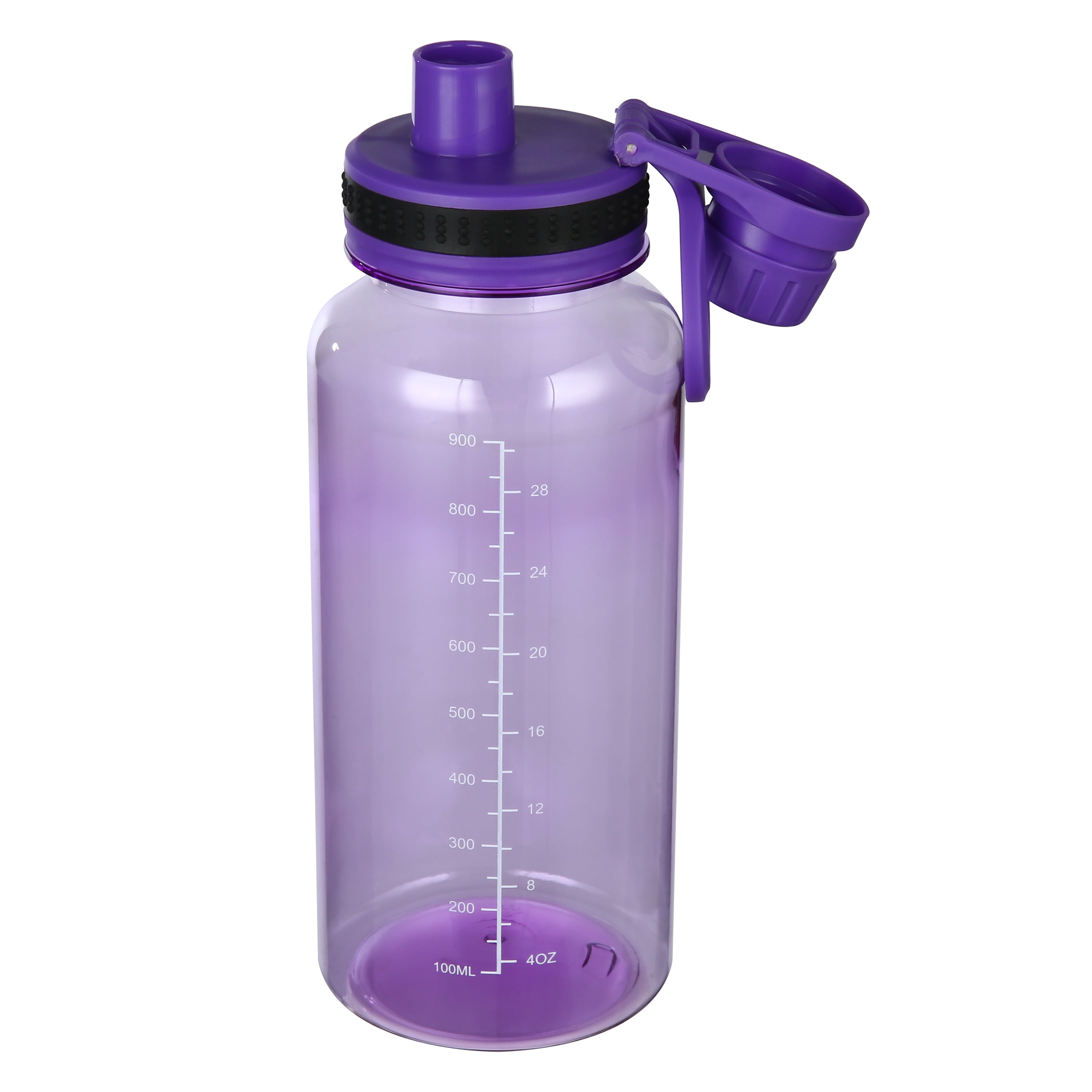 Mainstays 34oz Purple Plastic Wide Mouth Sports Water Bottle with Twist Top Lid, MS Black Sports Bottle