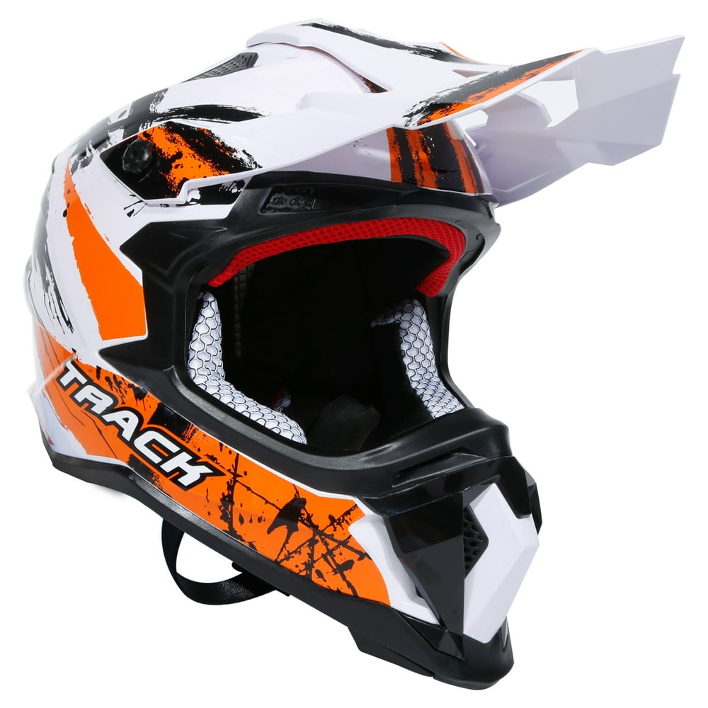 TCMT DOT Adult Motorcycle Helmet Orange / White Graffiti for Atv Mx