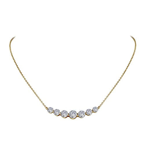 Lafonn 7 Symbols Of Joy Sterling Silver Gold Plated Simulated Diamond Necklace (2.02 CTTW)