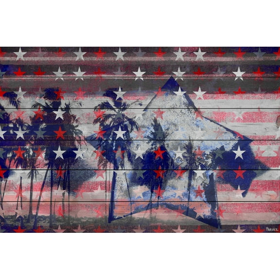 Parvez Taj "Stars and Palms" Print on White Wood