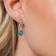 thumbnail image 3 of Gem Stone King 925 Silver and 10K Yellow Gold London Blue Topaz and White Lab Grown Diamond Drop Dangle Earrings for Women | 6.19 Cttw | Gemstone November Birthstone | Oval 10X8MM, 3 of 6