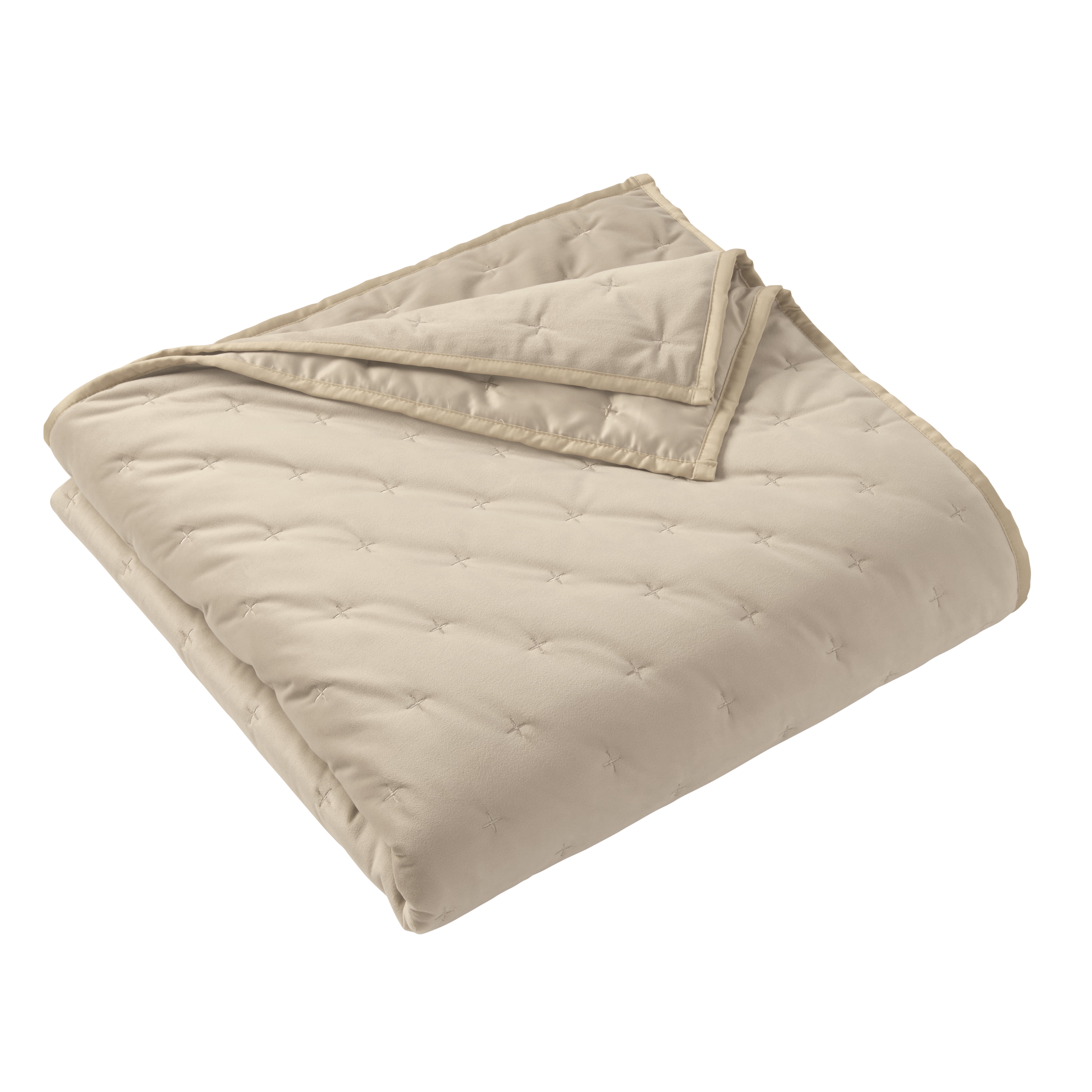 Better Homes & Gardens Tan Soft Velvet Embroidered Quilt, Full/Queen