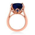 thumbnail image 3 of Gem Stone King 18K Rose Gold Plated Silver Blue Created Sapphire and White Created Sapphire Engagement Ring for Women (14.12 Cttw, 14MM Cushion, Size 7), 3 of 3