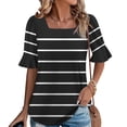 thumbnail image 2 of Blusas de Manga Corta para las Mujeres, Moda Verano Impreso, Blusas de Cuello Redondo, Chaqueta de Manga Corta para las Mujeres, 2 of 8