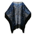 thumbnail image 2 of PrettyGuide Women's 1920s Shawl Beaded Evening Wrap Open Front Fringed Cape Black Blue, One size, 2 of 3