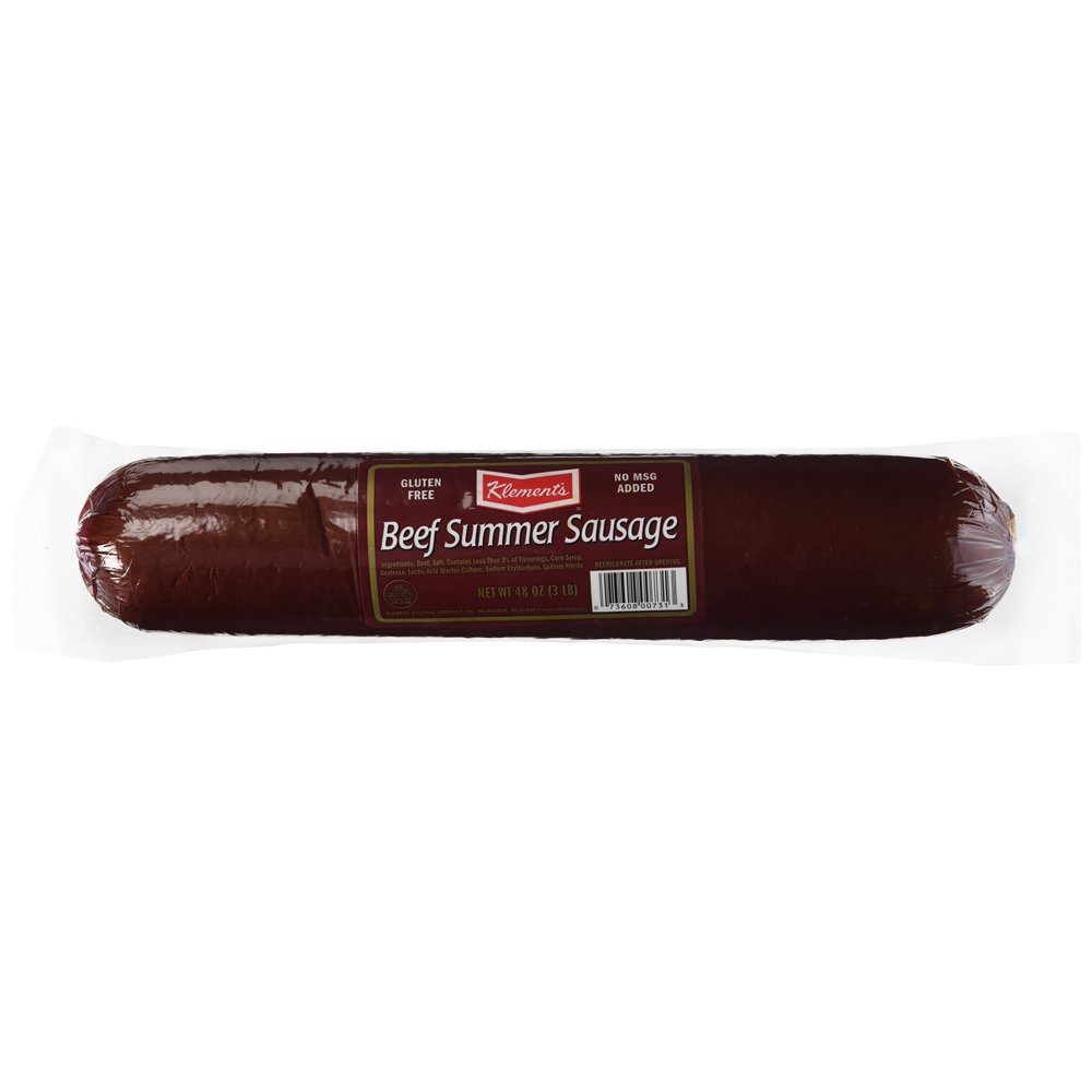 Klements beef summer sausage, 3lb. plastic wrapped tube