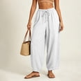 thumbnail image 5 of Levmjia Women's High Waisted Wide Leg Pants, Solid Color Drawstring Waist Casual Loose Fit Trousers with Pockets, Summer Beach Vacation Pants for Women, 5 of 8