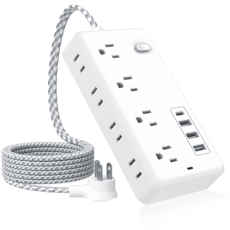 8 Outlets Power Strip with 3 USB Ports/1 Type-C Surge & Lightning Protection Fast Charging & Space-Saving Upgraded braided thread for greater stability 5FT