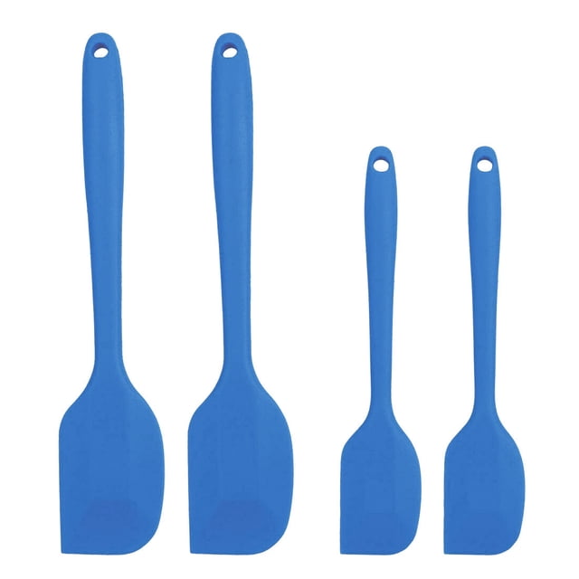 4uds Silicona Espátula Anti-Calor Sin-Rayones Cocina Torneros Anti-adherente Espátula para Cocinar Raspar Azul
