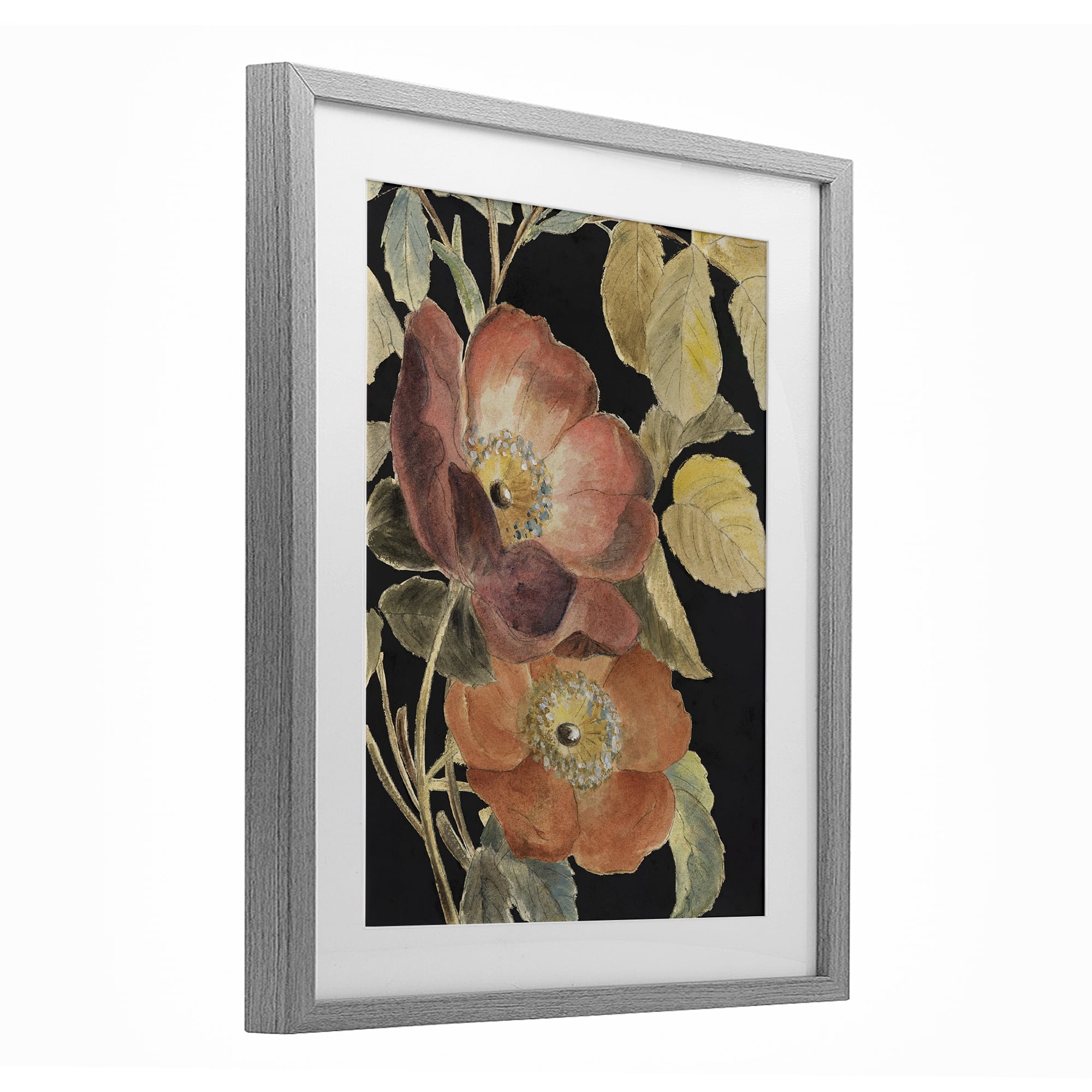 Stupell Industries Red Flower over Black Gray Framed Print Under Glass, design by Lanie Loreth