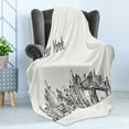 thumbnail image 4 of NYC Soft Flannel Fleece Blanket, Simplistic Sketch of New York City Skyline Manhattan Bridge Lady Liberty, Cozy Plush for Indoor and Outdoor Use, 50" x 70", Off White Charcoal Grey, by Ambesonne, 4 of 5
