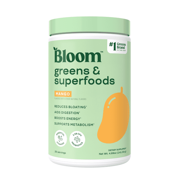 Bloom Nutrition Greens & Superfoods Powder, Mango, 25 Servings
