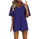 thumbnail image 1 of Blusas para las Mujeres Casual Impreso Cuello en V Manga Corta Blusa Pantalones Cortos, Conjuntos de Ropa para las Mujeres, 1 of 5
