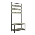 thumbnail image 3 of Linon Larkin Gray Metal Hall Tree 11 Hooks and 2 Shelves in Gray Washed Wood, 3 of 8