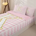 thumbnail image 3 of Castle Fairy Plaid Gold Letter K Zipper Full Size Comforter Sets with Fitted Sheet and 2 Pillowcases for Girls,Minimalist Checkered Zipper Bedding Set for Bedroom,4pcs,Reversible, 3 of 6