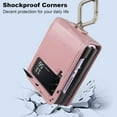 thumbnail image 5 of Case for Samsung Galaxy Z Flip 3 with Wrist Strap, Luxury Soft PU Leather Hard PC Shell for Women Men Ultra Thin Slim Durable Shockproof Protective Cover for Galaxy Z Flip 3 5G Pink, 5 of 14