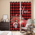 thumbnail image 3 of Valentines Day Kitchen Curtains 96 Inch Length, Red Black Buffalo Plaid Truck Rose Floral Grommet Top Bedroom Living Room Curtains, Light Filtering Cafe Curtain Drapes 2 Panels Set 104''x96'', 3 of 9