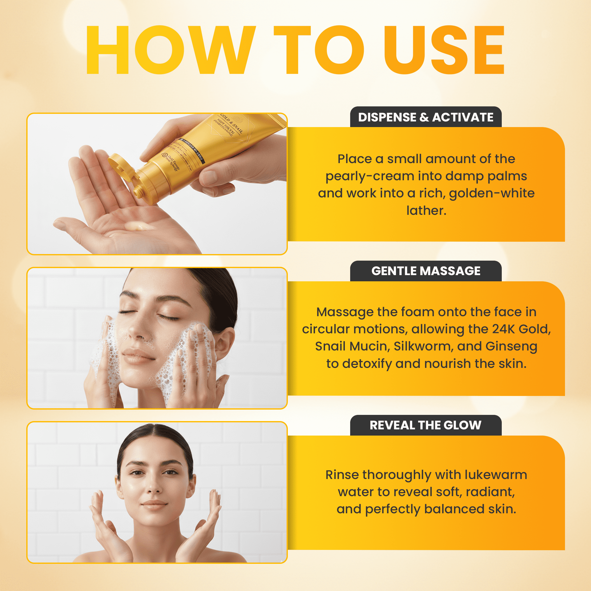 Madnice Gold and Snail Foam Cleanser, Hydrating Facial Wash for All Skin Types, 170 ml