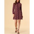 thumbnail image 5 of Allegra K Women's Contrast Collar Button Front Vintage Floral Long Sleeve Shirt Dresses, 5 of 6