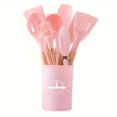 thumbnail image 1 of 12PCS Wooden Handle Cooking Tool Set Silicone Kitchenware Non-Stick Cookware Kitchen Utensils Set Spatula Shovel Egg Beaters, 1 of 9