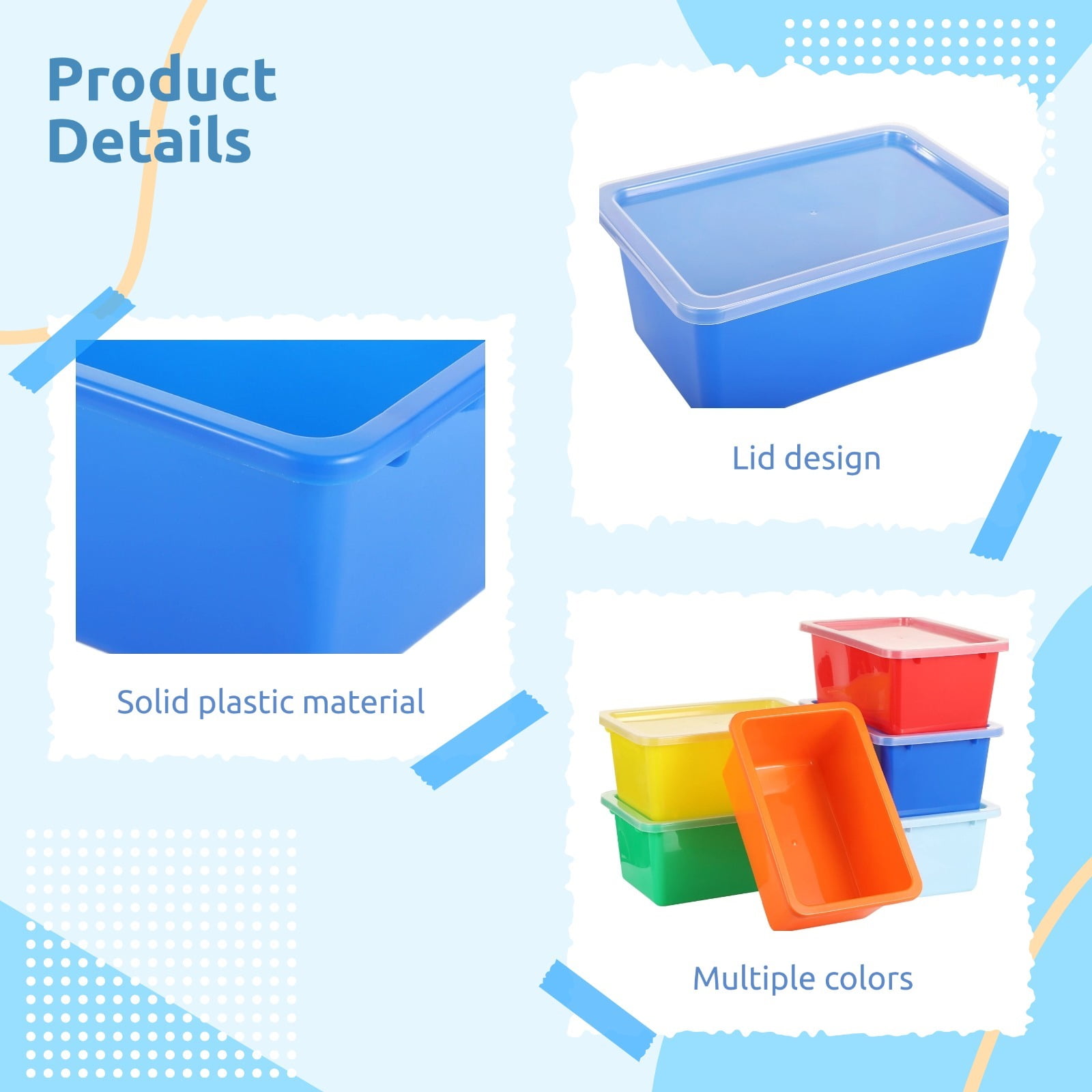 6 PCS Cubby Bins, 11.3 x 7.6 x 4.8 Inch Multi Colors Storage Bins with Lids, Plastic Storage Bins Toy Storage Containers, Stackable Organizer Cubbies for Classroom Home
