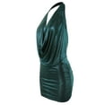 thumbnail image 2 of A2Y Women's Deep Sexy V-Neck Halter Backless Party Club Mini Dress Foil Jade S, 2 of 3