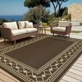 thumbnail image 2 of Hasoo 10' x 20' Brown Outdoor Rug Plastic Straw Border Carpet Waterproof PP Tube Woven Portable Mat for Patio Decor, Balcony, Picnic, 2 of 5