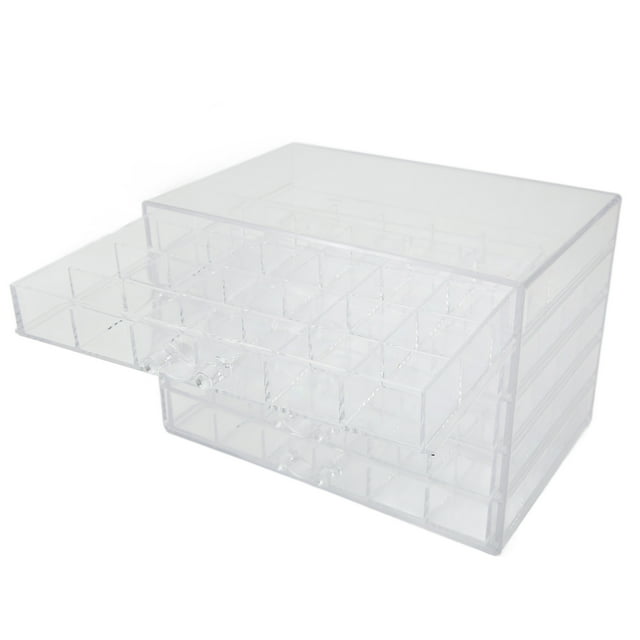 Joyero Transparente Tipo Cajón, 120 CompariChimentos, Transparente Como El Cristal, Diseño de Manija, A Prueba de Polvo e Impermable, Material PlásTico para