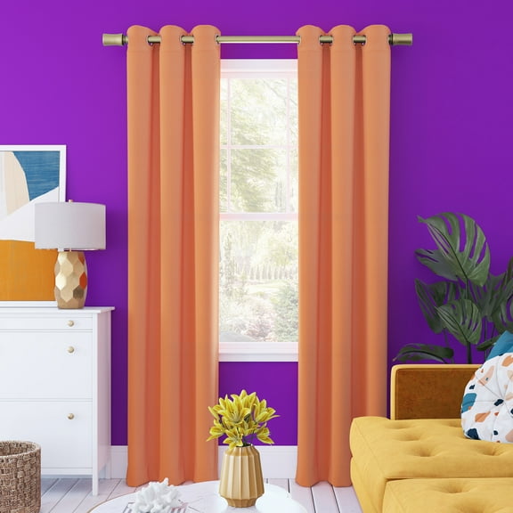 Sun Zero Harper Bright Vibes 100% Blackout Grommet Curtain Panel, 40"X84", Orange, 40"X84", Orange