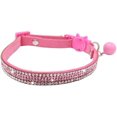 thumbnail image 5 of Collar de gato básico ajustable con diamantes brillantes con campana para gatito niña niño pequeño mediano collar de perro hebilla de seguridad collar de gato collar de mascota diamantes de imitación brillantes (rosa, XS) Rojo Verde MX-0128395FYD, 5 of 5