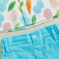 thumbnail image 7 of Okbabeha Toddler Baby Boy Shorts Sets Easter Outfit Bunny Carrot Print Short Sleeve Shirt Top + Shorts Suits, 7 of 7