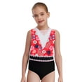 thumbnail image 4 of iiniim Kids Girls Patchwork Printed Dance Leotard Figure Skating Performance Costume Shiny Rhinestone Bodysuit Flower 6, 4 of 7