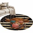 thumbnail image 2 of Independence Day Washable Round Area Rug 3.3 ft, Retro Five-Pointed Star U.S. Flag Farm Funny Cow, Soft Non Slip Rugs Stain Repellent Indoor Felt Carpet for Living Dining Room Bedroom Home Office, 2 of 9