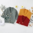 thumbnail image 3 of Seyurigaoka Baby Unisex Sweaters Long Sleeve V-neck Floral Embroidered Cardigan, 3 of 10