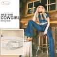 thumbnail image 3 of Rhinestone Studded Belt for Men Women, Western Leather Belt for Cowgirl Cowboy Vintage Bling Belt for Pants Dress, 3 of 7