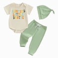 thumbnail image 6 of CAUYDY Newborn Clothes Baby Boy Layette Set Romper Pants Warm Hat 3-Pieces Infant Shower Gift Preemie Fall Winter Spring Summer Pjs Set (Sizes 0-3 Months,Green), 6 of 7