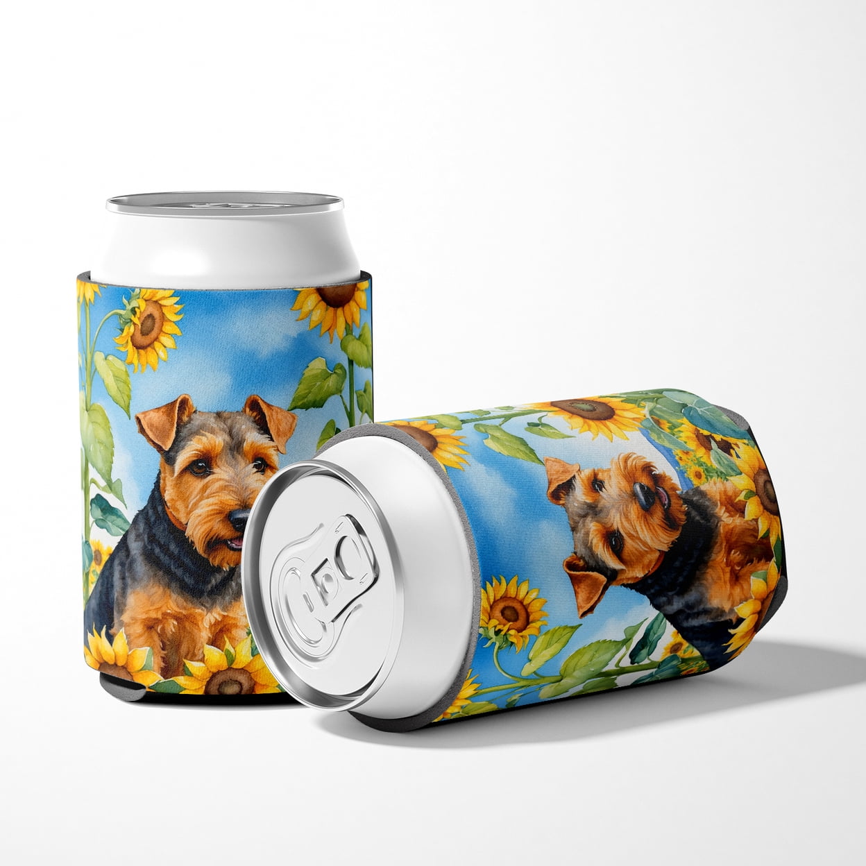 Welsh Terrier in Sunflowers Can or Bottle Hugger 3 in x 5 in