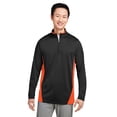 thumbnail image 1 of Harriton M786 Protection Anti-Accroc pour Hommes Plus IL Colorblock Quart de Zip - Noir/org - L, 1 of 2
