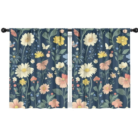 Blackout Kids Curtains,Pioneer Flower Floral Print Pattern Childrens Insulated Curtains Set Of 2,Bedroom Essentials,Toddler Room Decor 42"x54"