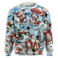 thumbnail image 2 of Santa and Snowman Christmas Sweatshirt, Festive Holiday Crewneck, Santa with Gifts and Snowmen Family, Cozy Winter Wonderland Pullover for Men Women, 2 of 6