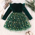 thumbnail image 7 of vigerkar Toddler Girls Tutu Dresses Velvet Tulle Dress with Sequin Long Sleeve Holiday Party Fall Winter Dress 2-4Y (Dark Green, 2-3 Years), 7 of 7