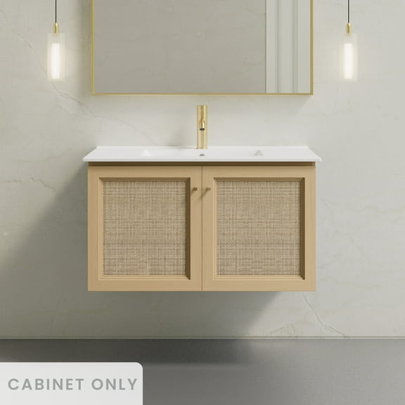 Classe 36" Wall-Mounted Bathroom Vanity in Natural Oak without Sink Top